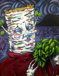 Megan McGuinness "Leaf Toupee's; For Those Still Standing" Acrylic on board 22''x28''