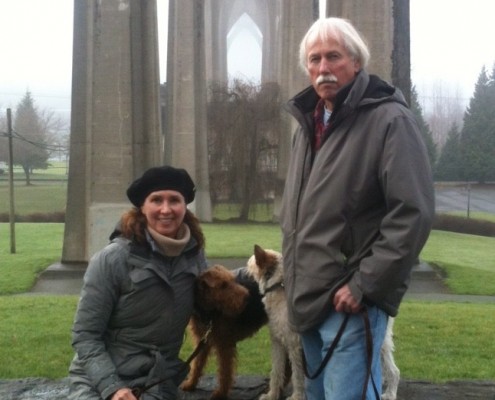 Doug Larsen with his wife Jane Terzis in Cathedral Park